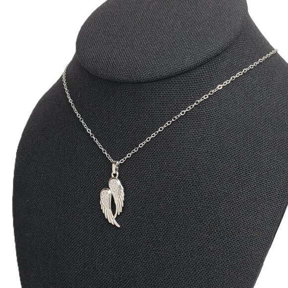 925 Sterling Silver Womens 2ct Diamond Christian Angel Pendant Necklace Jewelry - Picture 6 of 7